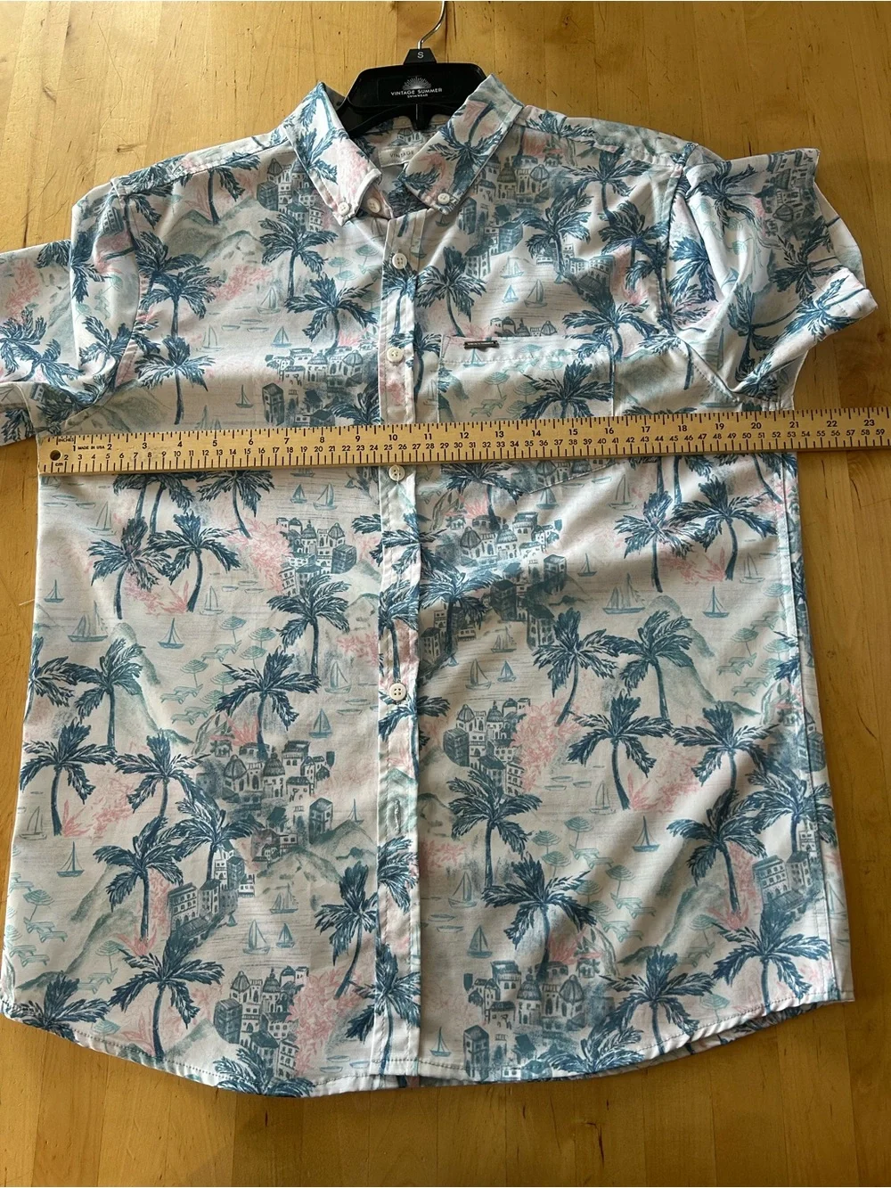 VINTAGE SUMMER Matching Cabana Set Palm Tree Swim Trunks & Button Up Shirt S